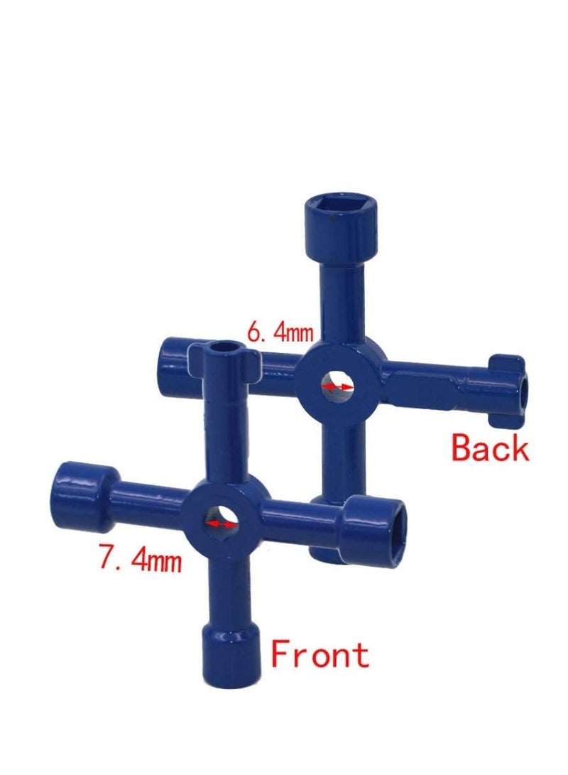 Universal Square Wrench Tool Key Wrench Cross Switch for Elevator Cabinet Gas Meter And More Blue 4 Way Utility Keys