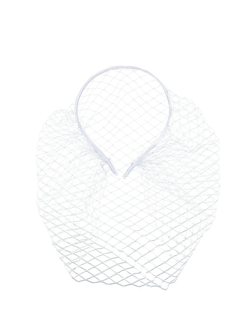 العشرينات من القرن العشرين شبكة الحجاب الرأس فاتنج الزفاف الزفاف حفل الشاي الحجاب للنساء (أبيض) - Image 1