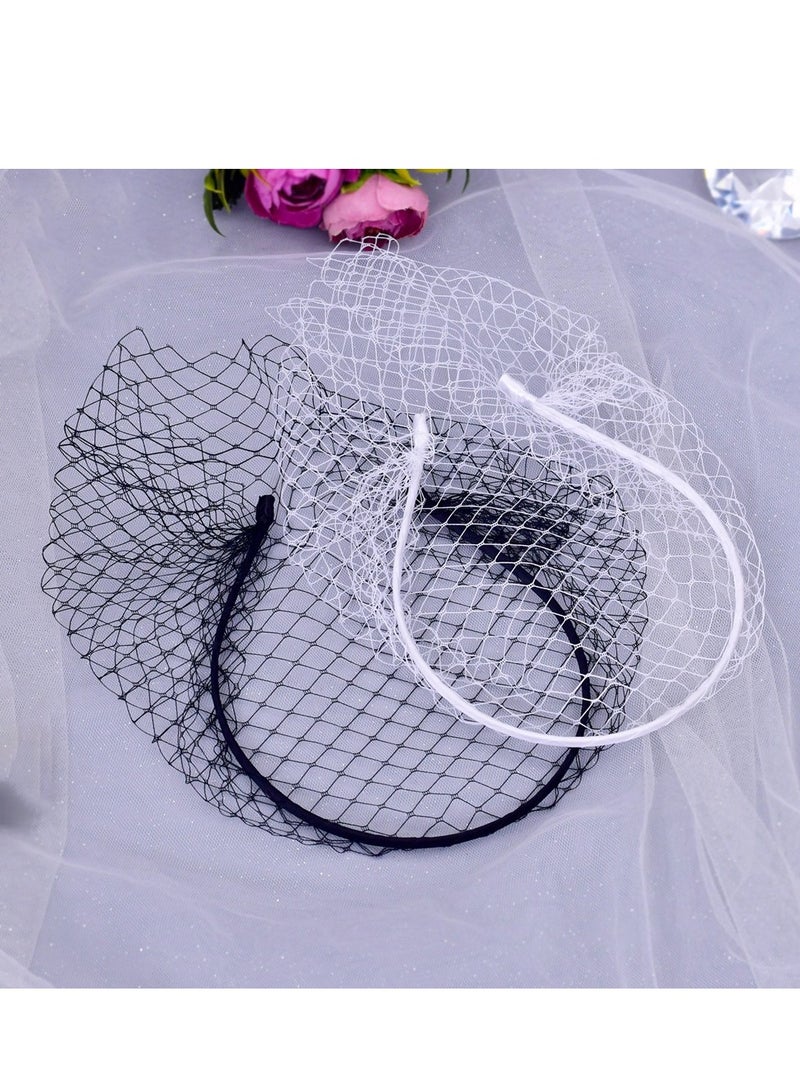 العشرينات من القرن العشرين شبكة الحجاب الرأس فاتنج الزفاف الزفاف حفل الشاي الحجاب للنساء (أبيض) - Image 3