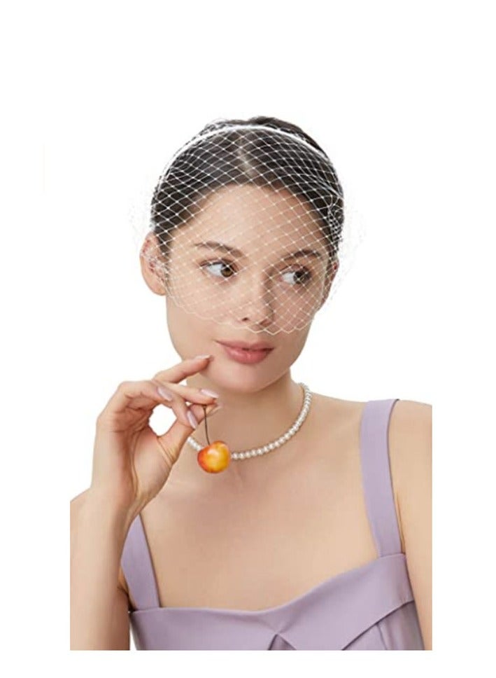 العشرينات من القرن العشرين شبكة الحجاب الرأس فاتنج الزفاف الزفاف حفل الشاي الحجاب للنساء (أبيض) - Image 5