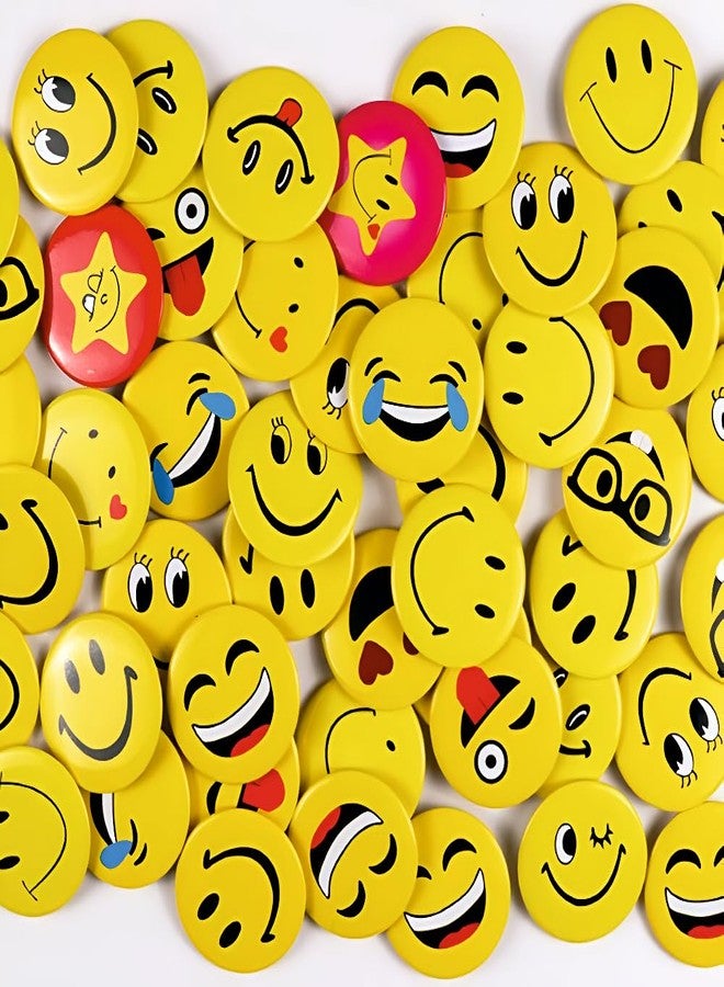 Akki Wold Smiley Emoji Birthday Party Return Gifts for Kids Button Pins Badge Metal Brooch (Multicolour) - Set of 30 - Image 3