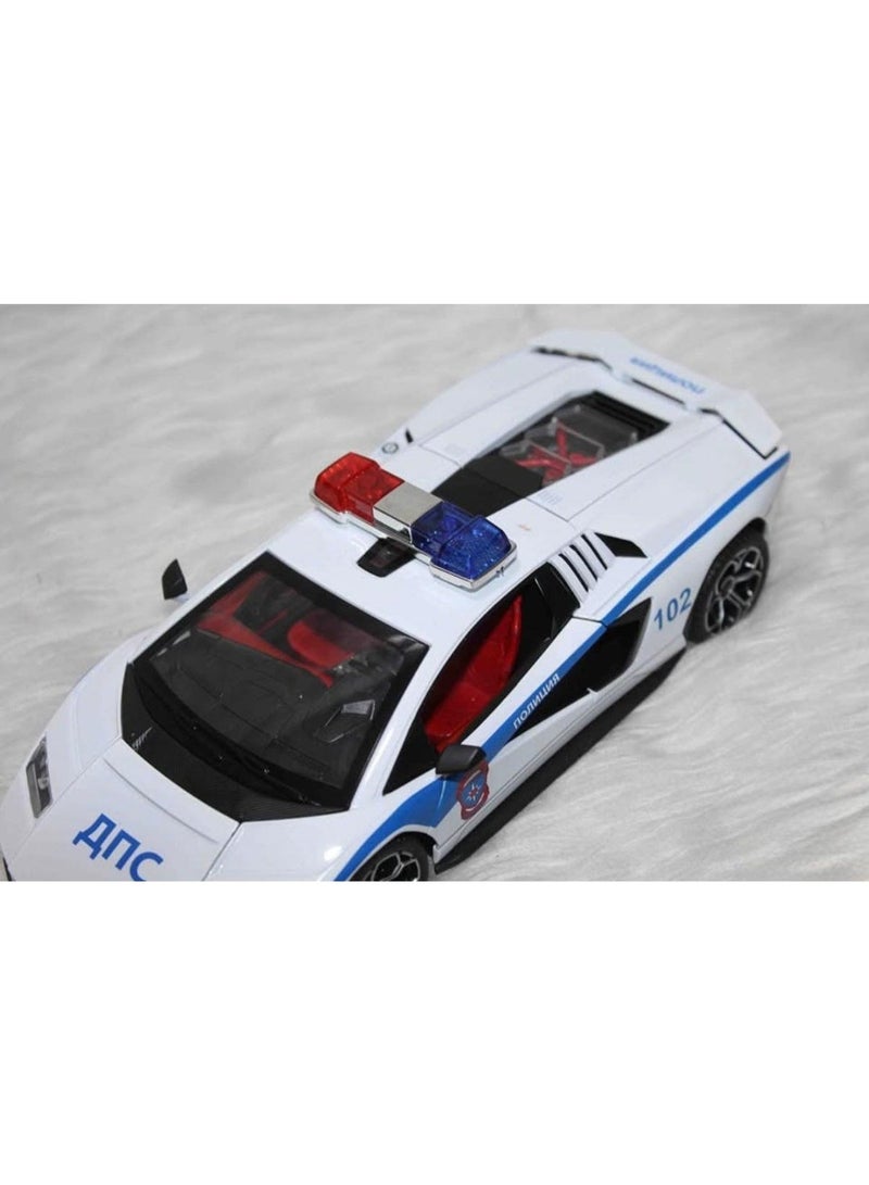 توي لاند نموذج سيارة شرطة خارقة مصبوبة مع أضواء وصوت - سيارة لعبة قابلة للسحب بمقياس 1:24 - Image 2