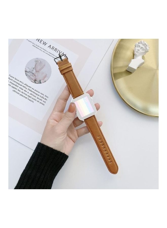 HuHa Ethnic Replacement Watchband for Apple Watch Series 1/2/3/4/5/6/7/SE 38/40/41mm Light Brown - Image 1