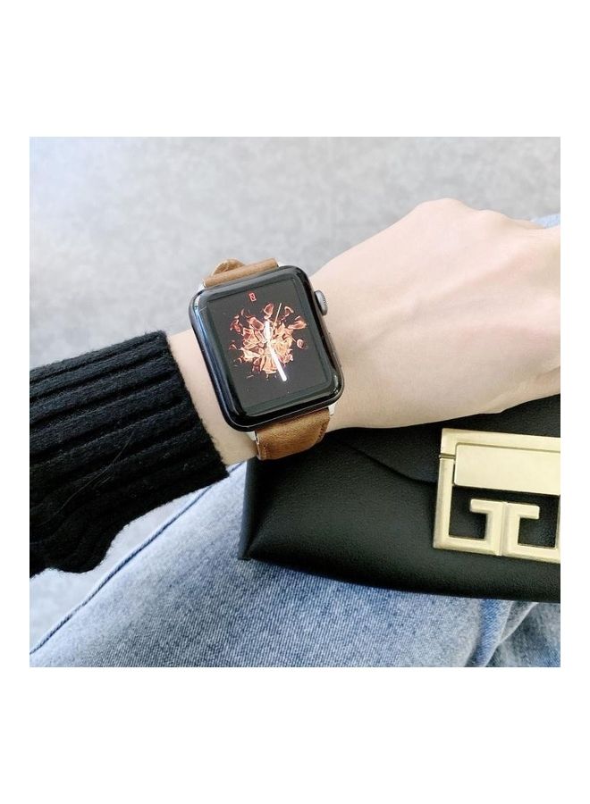 HuHa Ethnic Replacement Watchband for Apple Watch Series 1/2/3/4/5/6/7/SE 38/40/41mm Light Brown - Image 3