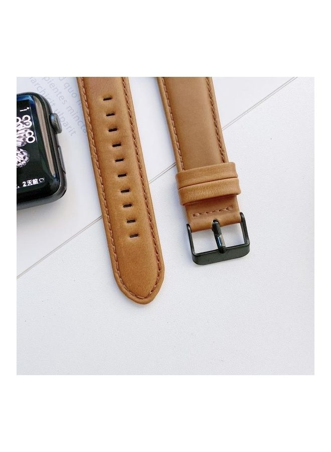 HuHa Ethnic Replacement Watchband for Apple Watch Series 1/2/3/4/5/6/7/SE 38/40/41mm Light Brown - Image 5