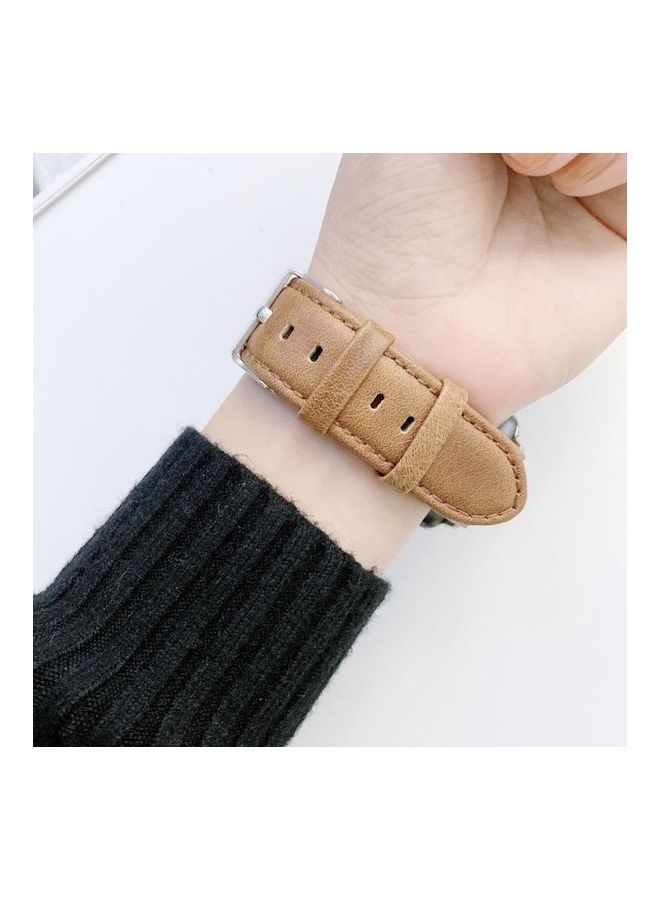 HuHa Ethnic Replacement Watchband for Apple Watch Series 1/2/3/4/5/6/7/SE 38/40/41mm Light Brown - Image 4