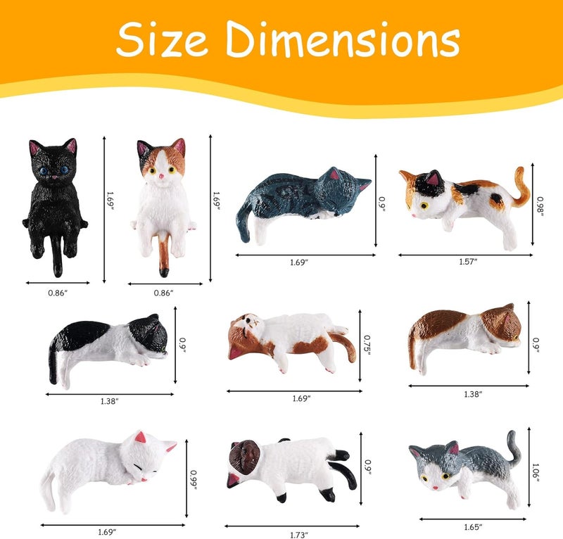 10 Pack Mini Cat Car Dashboard Decorations, Cute Resin Animal Figurines, Auto Interior Accessories for Car Mirror, Home, Office Desk, Aesthetic Ornament Gift for Women Men - Image 2