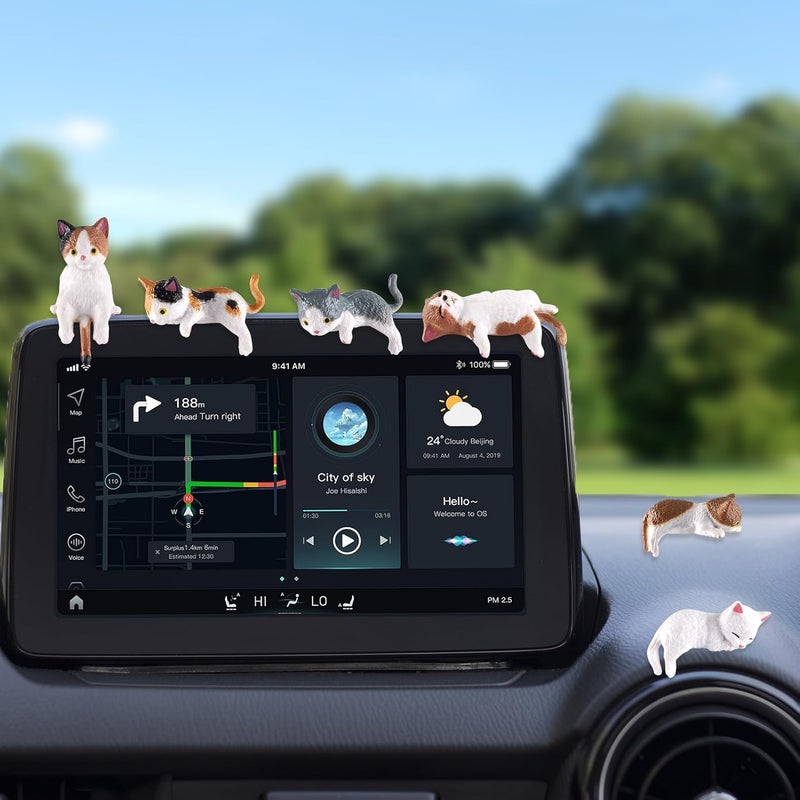 10 Pack Mini Cat Car Dashboard Decorations, Cute Resin Animal Figurines, Auto Interior Accessories for Car Mirror, Home, Office Desk, Aesthetic Ornament Gift for Women Men - Image 3