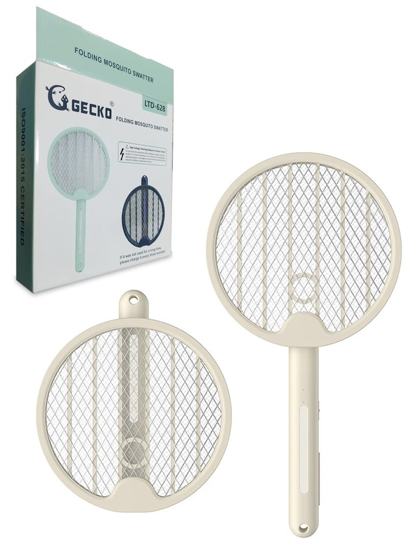 GECKO Foldable Electric Mosquito Swatter Portable USB Charging LED Mosquito Dispeller Foldable Insect Trap 1200mAh White  - Image 1