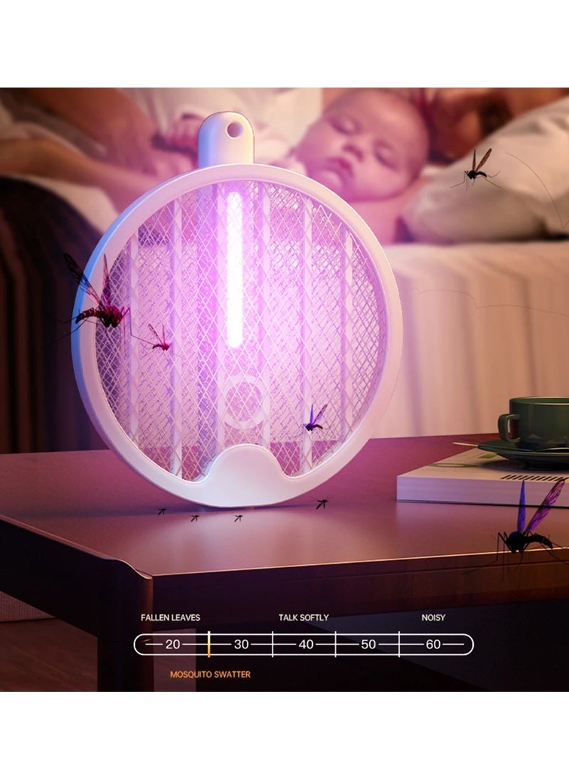 GECKO Foldable Electric Mosquito Swatter Portable USB Charging LED Mosquito Dispeller Foldable Insect Trap 1200mAh White  - Image 4