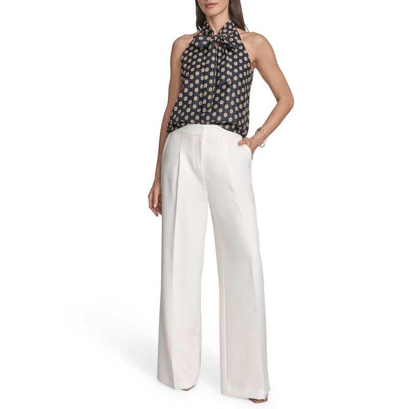 BCBG Women's Sleeveless Tie Neck, Deep Sea/Moonlit Sand, Large - Image 4