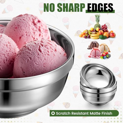 Funnymoom 8 Pack 34 oz Stainless Steel Bowls Double Walled Insulated Soup Ice Cream Metal Mixing Nesting Bowls for Serving Soup Rice Cereal - Image 4
