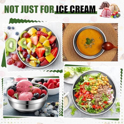 Funnymoom 8 Pack 34 oz Stainless Steel Bowls Double Walled Insulated Soup Ice Cream Metal Mixing Nesting Bowls for Serving Soup Rice Cereal - Image 5