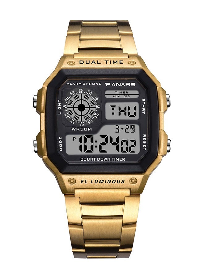 بانارس ساعات رجالية رياضية بسوار من الفولاذ المقاوم للصدأ، ساعة يد رقمية LED مقاومة للماء للرجال، ساعة إلكترونية عصرية وعصرية - Image 1