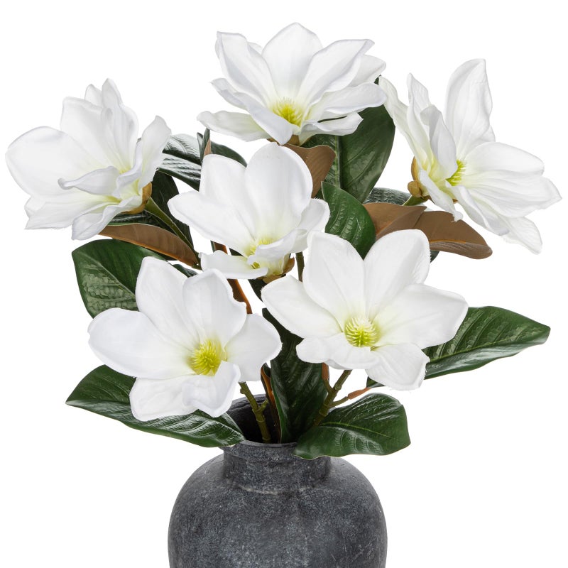 Briful Artificial Magnolia Flower Stems â€“ 3PCS 29.5" Tall Faux White Magnolia Branches with Silk Flowers Realistic Floral Arrangements for Home Wedding Bouquets Vase Farmhouse Decor - Image 1