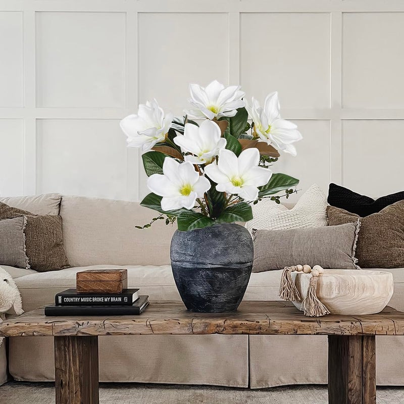 Briful Artificial Magnolia Flower Stems â€“ 3PCS 29.5" Tall Faux White Magnolia Branches with Silk Flowers Realistic Floral Arrangements for Home Wedding Bouquets Vase Farmhouse Decor - Image 5