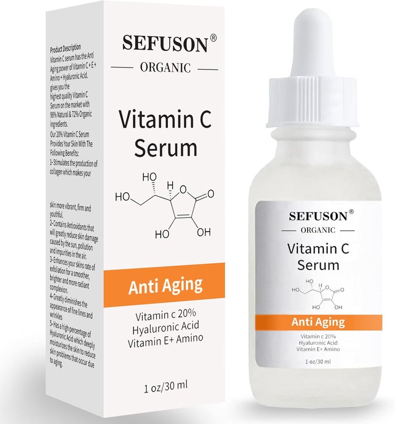 Vitamin C Serum Face With Hyaluronic Acid Vitamin E20 Vitamin C for Antiwrinkle Dark Circle Restore Boost Collagen Firming skin 1Oz