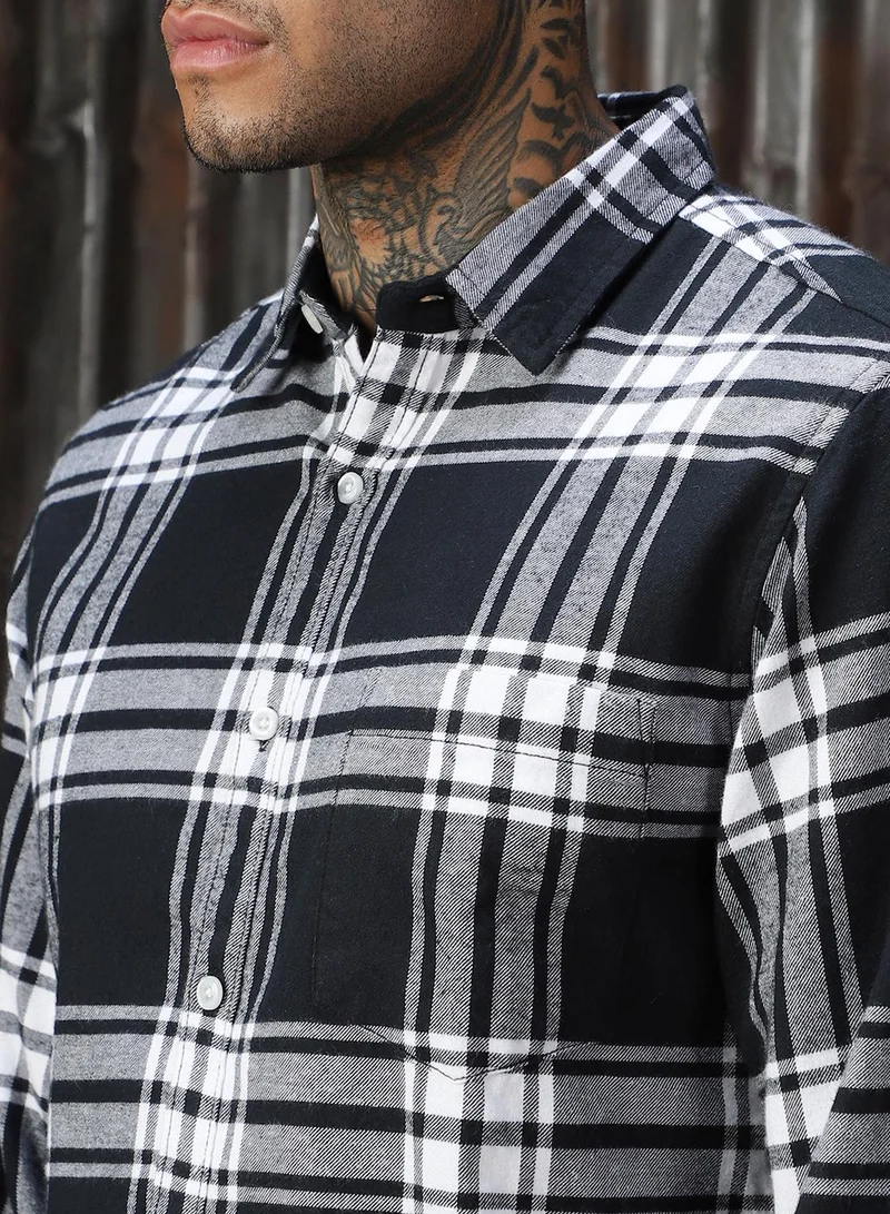 HIGH STAR Men's Multicoloured 100% Cotton Checkered Button Down Regular Fit Shirt