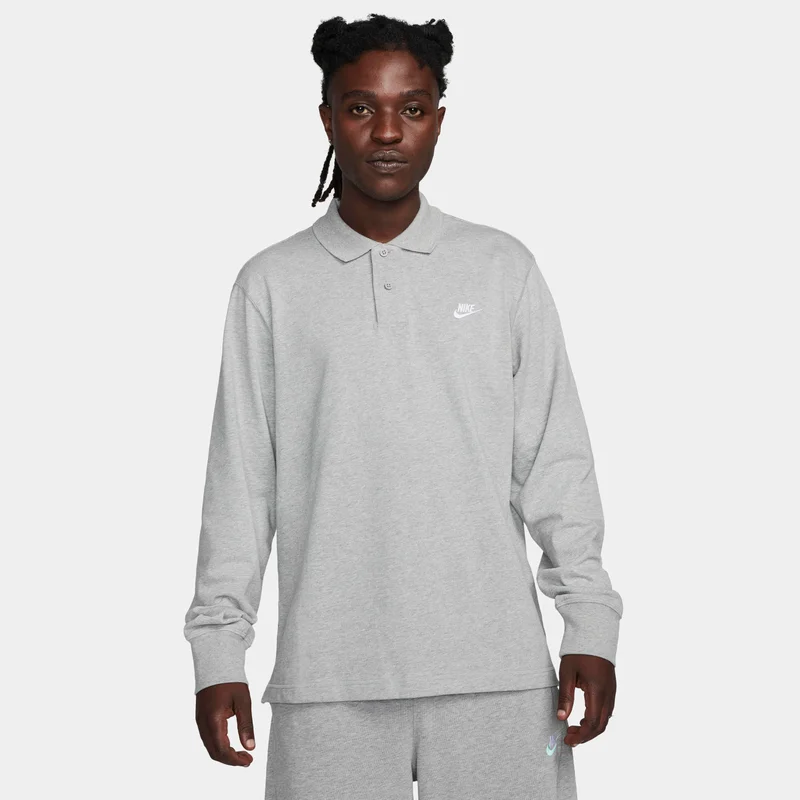 Nike Grey Men's Club Long-Sleeve Polo Shirt for Men | Best Price UAE