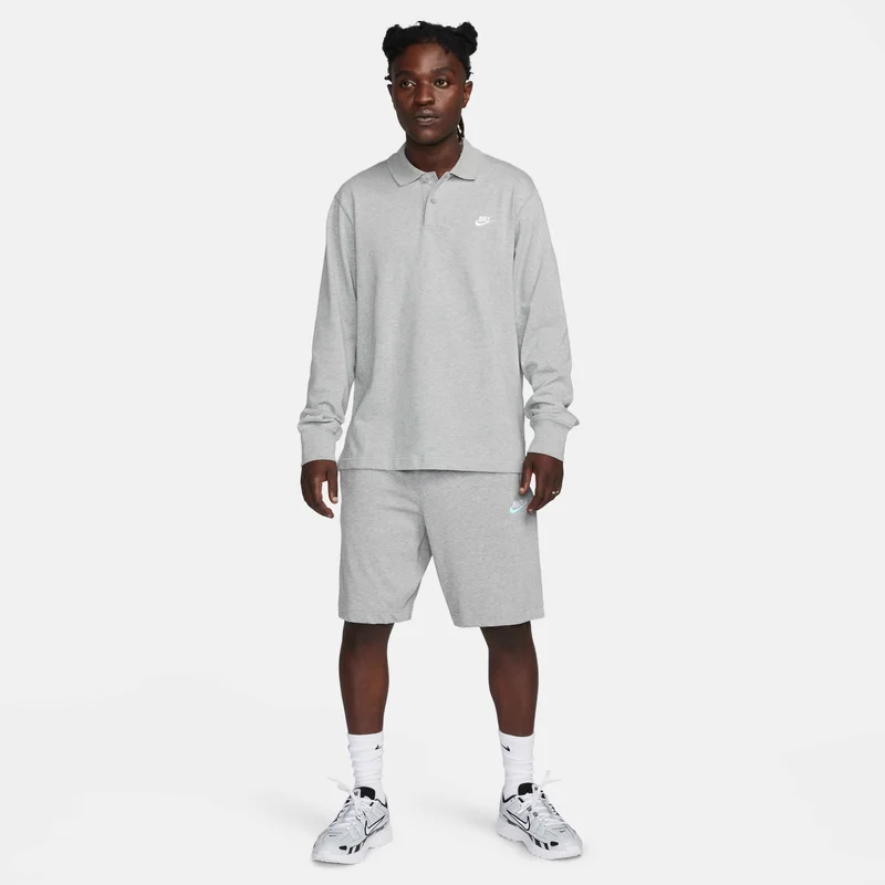 Nike Grey Men's Club Long-Sleeve Polo Shirt for Men | Best Price UAE