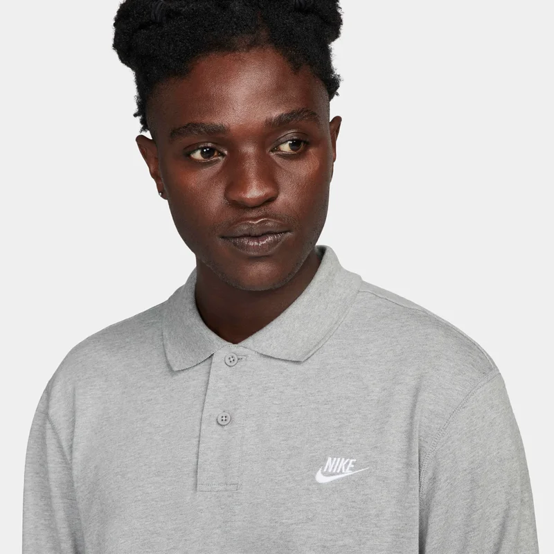 Nike Grey Men's Club Long-Sleeve Polo Shirt for Men | Best Price UAE