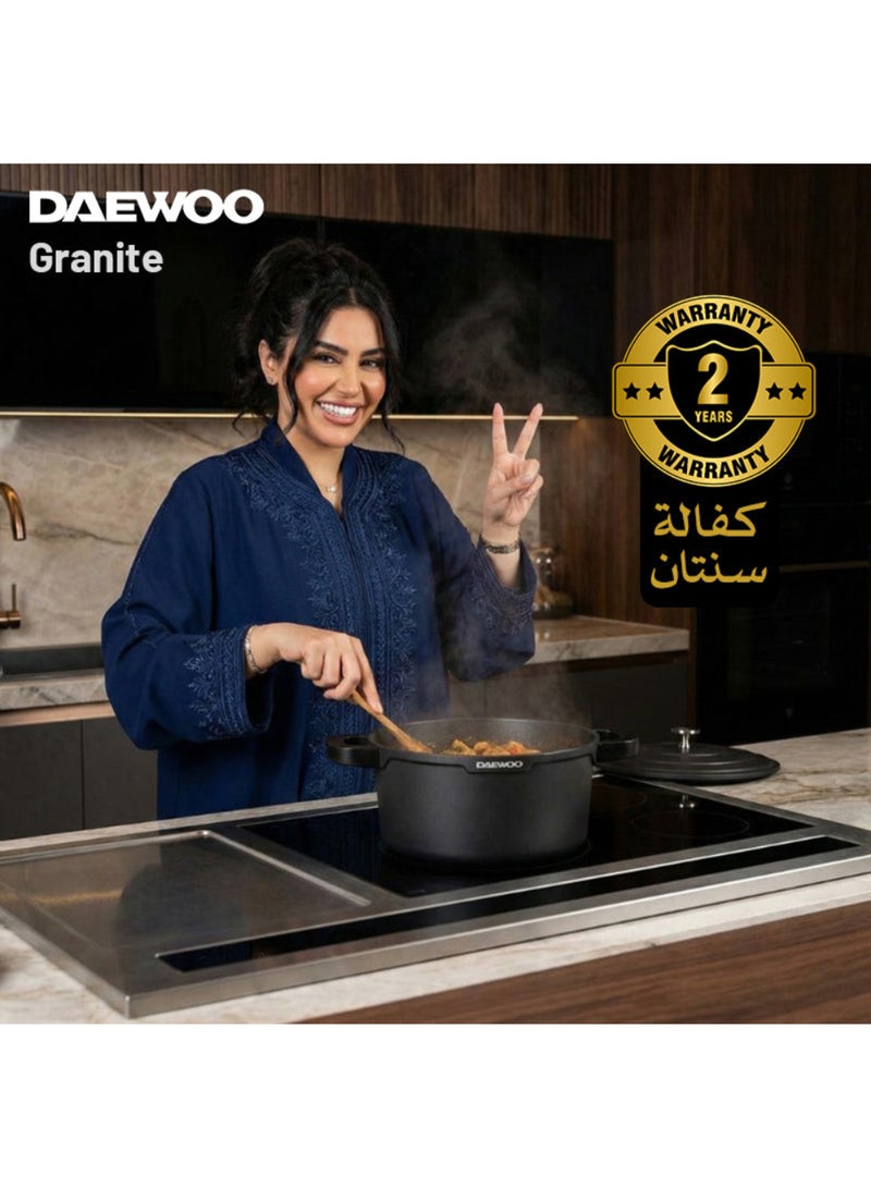 دايو قدر طهي دايو DASAG24 جرانيت مع غطاء 24 سم | أواني طهي من الألومنيوم المصبوب غير لاصقة | متوافق مع المواقد الحثية والغازية | وعاء طهي صحي خالٍ من حمض البيرفلوروكتانويك - Image 3