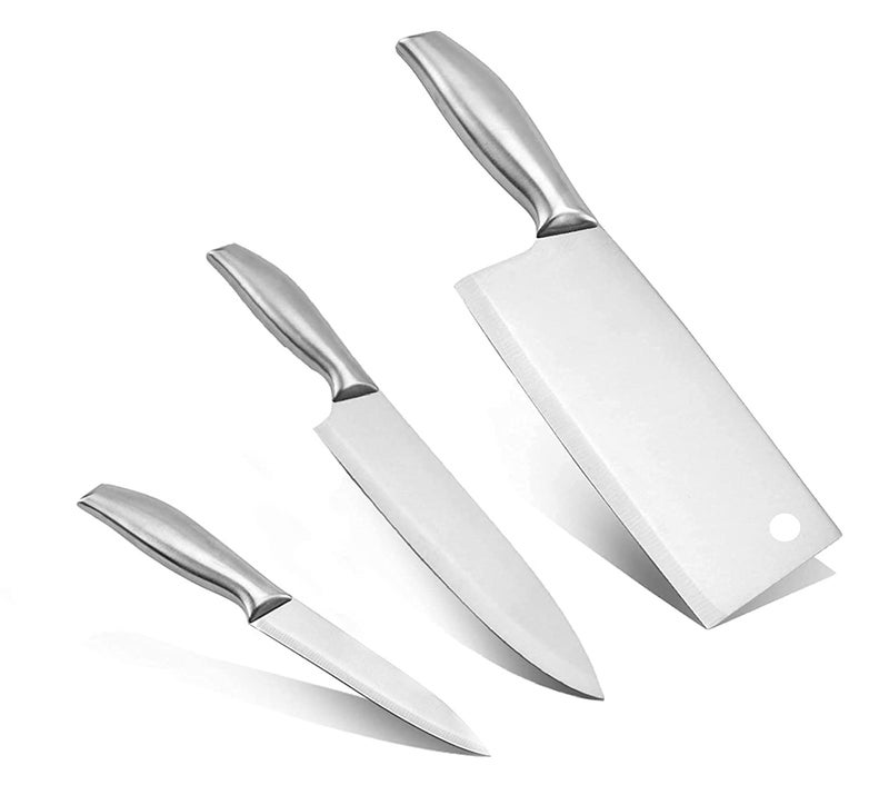 DANSR Premium Stainless Steel Knives Stainless Steel Handle Heavy Duty Blade Meat Cleaver Butcher Knife use for Cutting Meat Chopper Vegetable Fruit CACBCC 3 PCS - Image 1