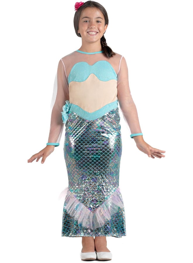 Ciao زي ديزني حورية البحر الصغيرة أرييل 5-7 سنوات | فستان أميرة للأطفال | زي حورية البحر سيرينيتا مع تصميم الفستان والذيل - Image 1