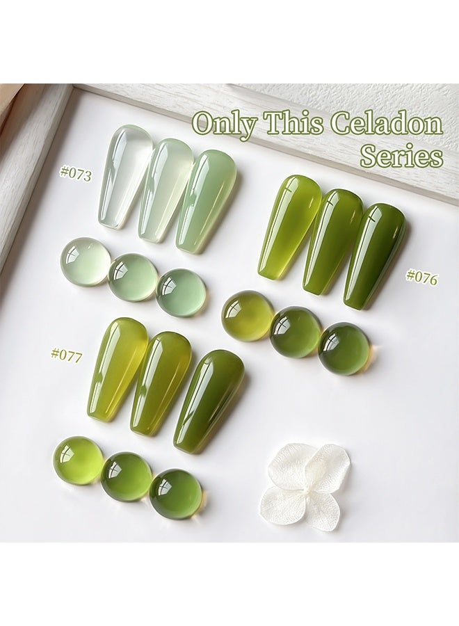 XEIJAYI UV Gel Polsh,Green Jelly Glass Gel Nail Polish Set 3pcs Clear Crytal Army Dark JadeTransparent Sheer Amber Series Milky Diamond  Gel Varnish LED UV Curing Requires - Image 3