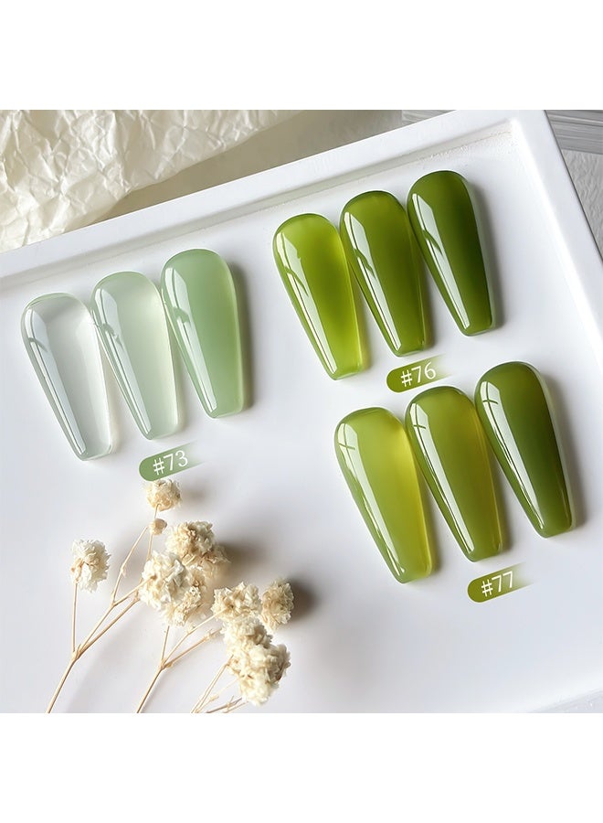 XEIJAYI UV Gel Polsh,Green Jelly Glass Gel Nail Polish Set 3pcs Clear Crytal Army Dark JadeTransparent Sheer Amber Series Milky Diamond  Gel Varnish LED UV Curing Requires - Image 5