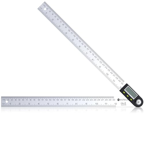 Neoteck 12 inch/30cm Stainless Steel Digital Angle Finder Protractor Ruler with Data Holding Function for Woodworking Construction Repairing - Image 1