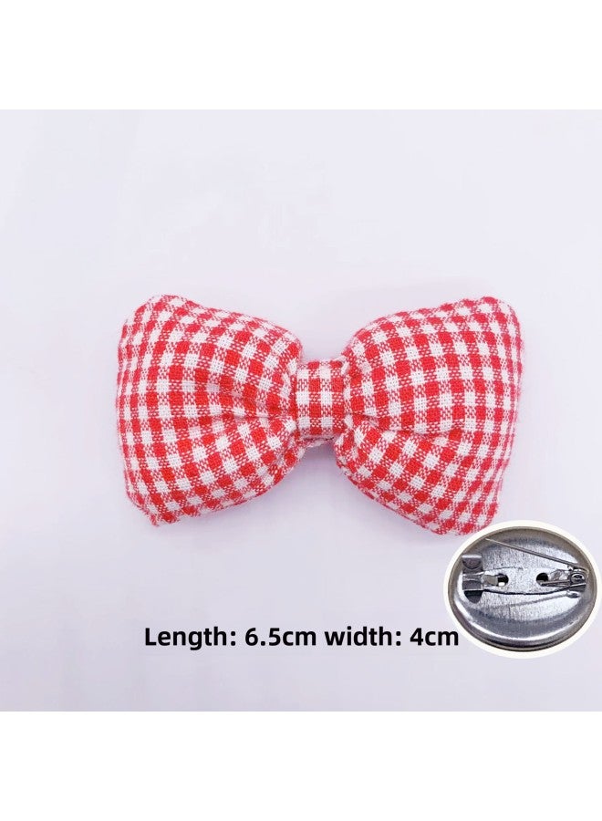 Korean Style Fresh Children's Diy Hairpin Material Japanese And Korean Style Ins Plaid Fabric Bow Clothing Socks Hat Accessories-Color:Red Bow Brooch  - Image 1
