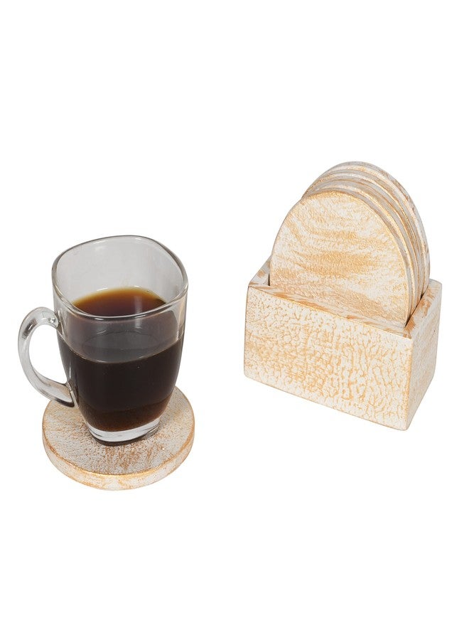 Woodee MDF Round Coasters Set of 6 | MDF Plain Wooden Coasters Set for Cups and Mugs Holder Stand - Image 1