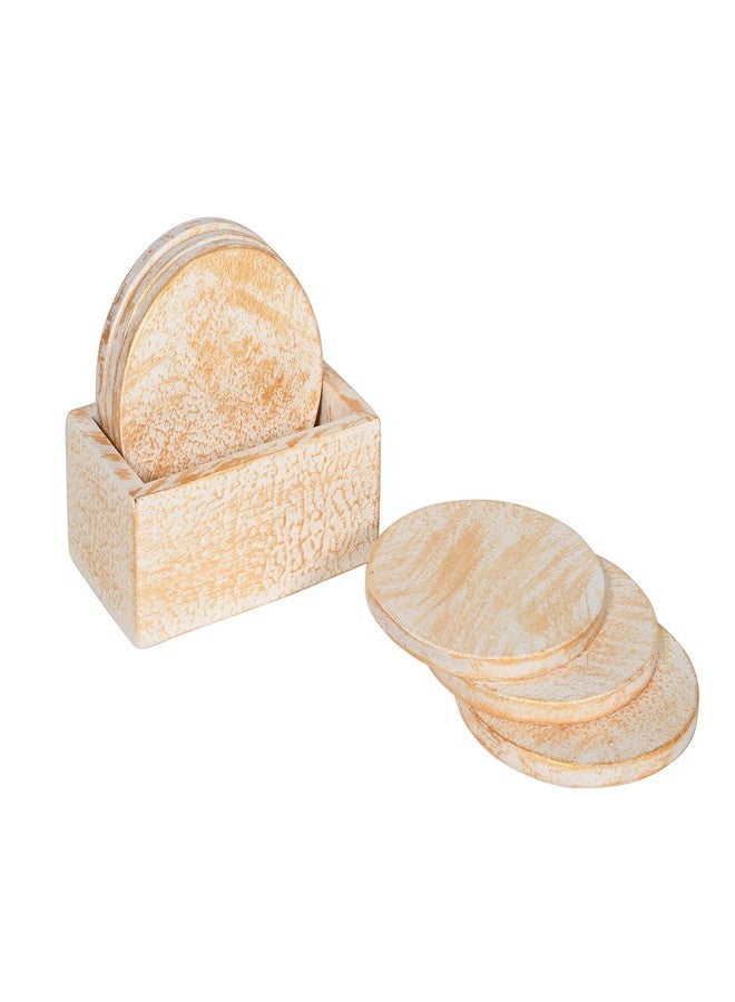 Woodee MDF Round Coasters Set of 6 | MDF Plain Wooden Coasters Set for Cups and Mugs Holder Stand - Image 2