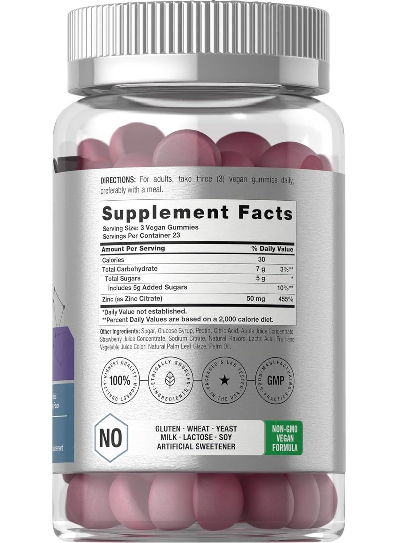 Horbäach Zinc 50mg Gummies | 70 Count | Natural Mixed Berry Flavor | Vegan, Non-GMO and Gluten Free Formula | Zinc Citrate Dietary Supplement | by Horbaach - Image 2