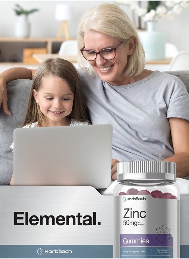 Horbäach - Zinc 50mg Gummies | 70 Count | Natural Mixed Berry Flavor | Vegan, Non-GMO and Gluten Free Formula | Zinc Citrate Dietary Supplement | by Horbaach - Image 1