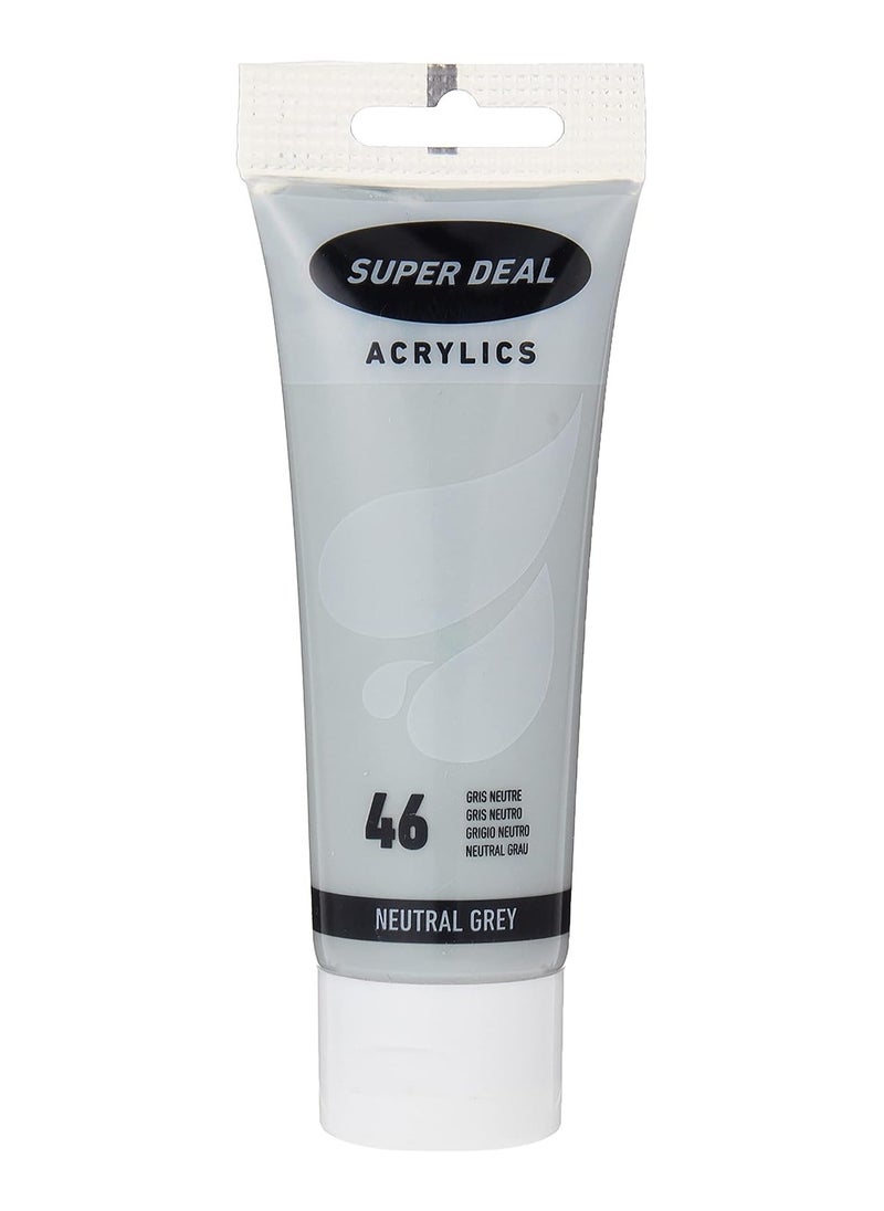 SUPER DEAL SUPER DEAL Acrylic Color Paint Tube Neutral Grey 75 ml SD4212 46 