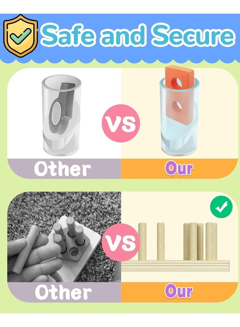 ZedPlay Montessori Toys for 1 2 3 Year Old Boy Girl, Toys for Ages 2-4 Toddlers Kids Baby, 1 2 Year Old Birthday Gifts, Wooden Learning Puzzles Shape Sorter Toy for Toddlers 1-3 - Image 4