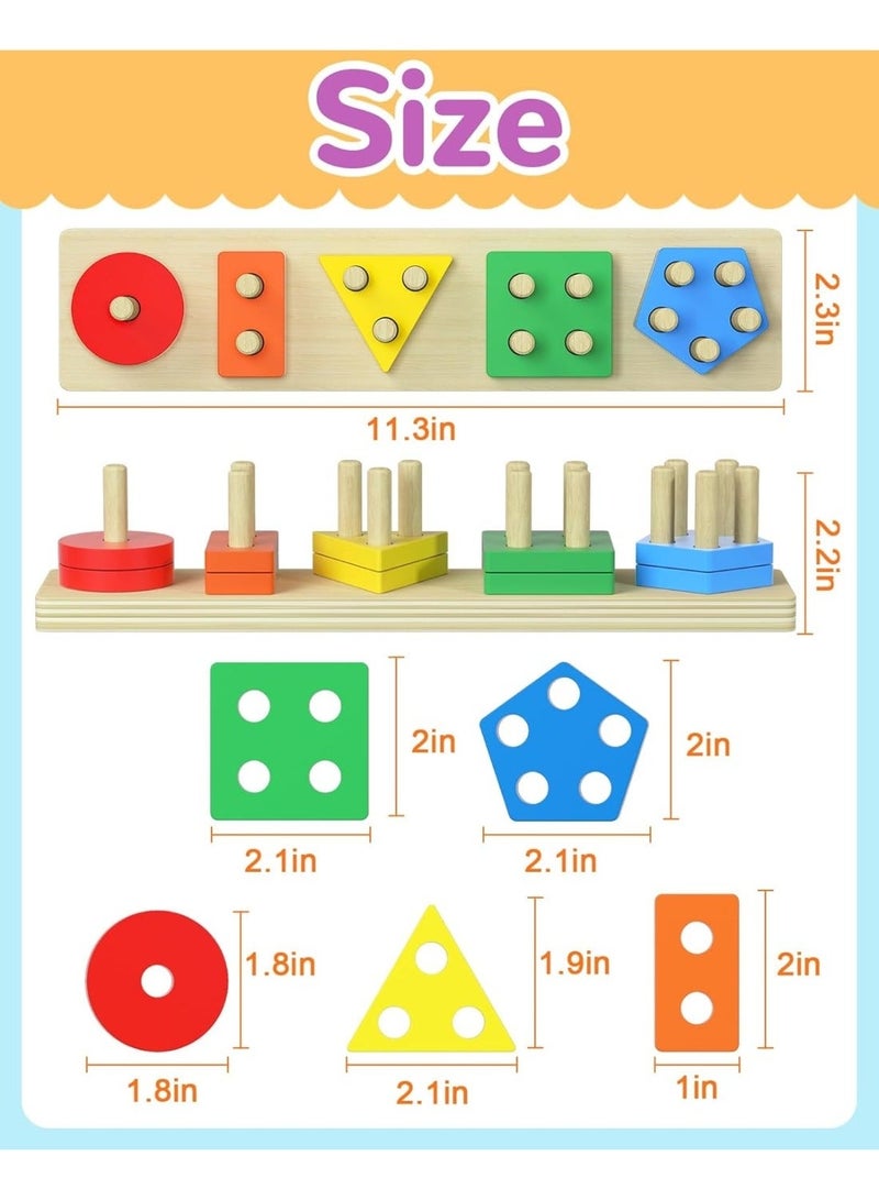 ZedPlay Montessori Toys for 1 2 3 Year Old Boy Girl, Toys for Ages 2-4 Toddlers Kids Baby, 1 2 Year Old Birthday Gifts, Wooden Learning Puzzles Shape Sorter Toy for Toddlers 1-3 - Image 5