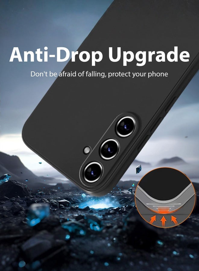 Tersely Liquid Silicone Case for Samsung Galaxy S25 Plus, Suitable for Wireless Charger Shockproof & Scratch Soft Case Cover with Liquid Silicone Rubber Skin, Black - Image 5