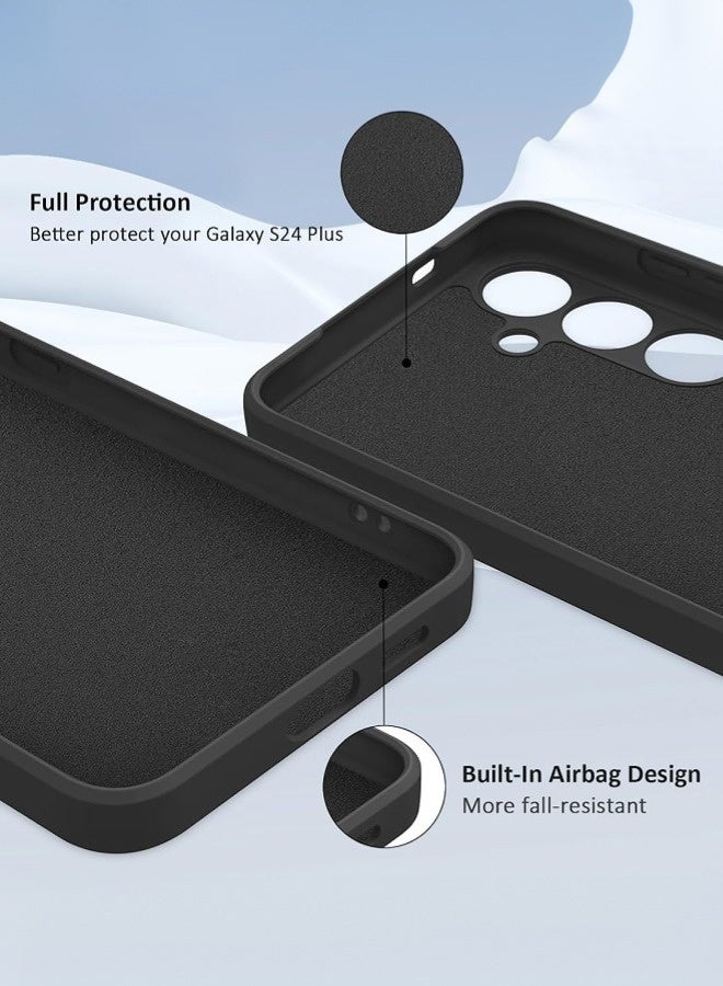 Tersely Liquid Silicone Case for Samsung Galaxy S25 Plus, Suitable for Wireless Charger Shockproof & Scratch Soft Case Cover with Liquid Silicone Rubber Skin, Black - Image 4