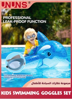 UNUNS Kids Swimming Goggles Set,Anti Fog Swim Goggles With Ear Plugs And Nose Clip,No Leaking Clear Vision Swimming Goggles,Birthday Gift For Children Boys Girls 3-15,Blue Shark  - Image 5