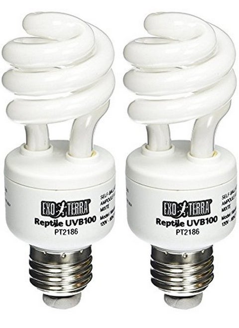 Exo Terra Repti-Glo 5.0 Compact Fluorescent Tropical Terrarium Lamps, 13 Watt (2 Pack)