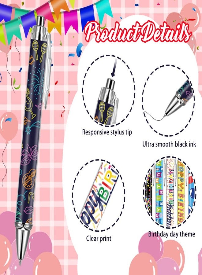 AWEELON 24 Pcs Happy Birthday Pens for Women Colorful Cake Gifts, 1.00 mm Black Ink Ballpoint Pens Black Ink Writing Pens Journaling Gift, Aesthetic Office Reward Supplies - Image 2