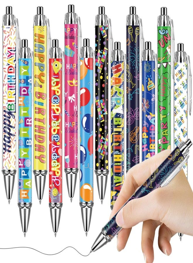 AWEELON 24 Pcs Happy Birthday Pens for Women Colorful Cake Gifts, 1.00 mm Black Ink Ballpoint Pens Black Ink Writing Pens Journaling Gift, Aesthetic Office Reward Supplies - Image 1