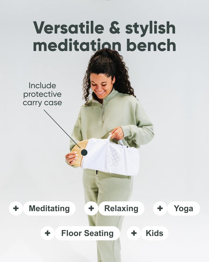 Mindful Modern مقعد التأمل القابل للطي العصري - كرسي الركوع من الخيزران مع مفصلات مغناطيسية قفل - كرسي سيسا قابل للطي مع حقيبة سفر - Image 5