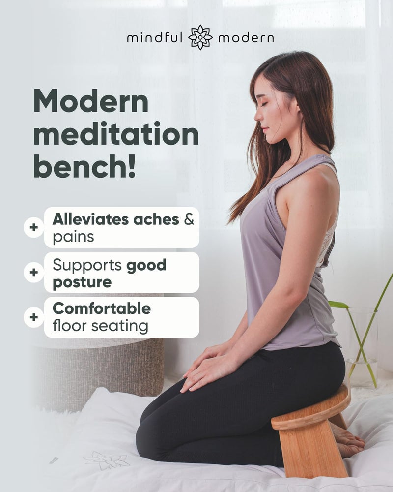 Mindful Modern مقعد التأمل القابل للطي العصري - كرسي الركوع من الخيزران مع مفصلات مغناطيسية قفل - كرسي سيسا قابل للطي مع حقيبة سفر - Image 2