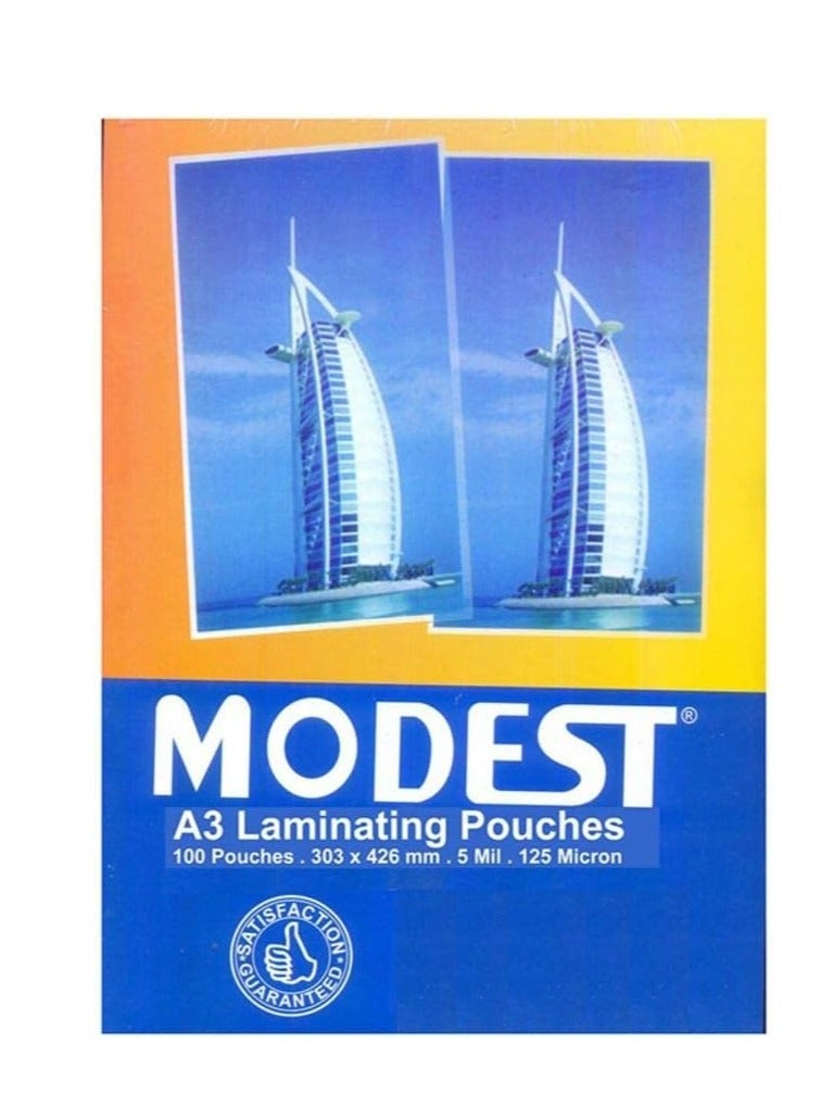 موديست 100 قطعة من أكياس التغليف A3، 125 ميكرون شفاف - Image 1