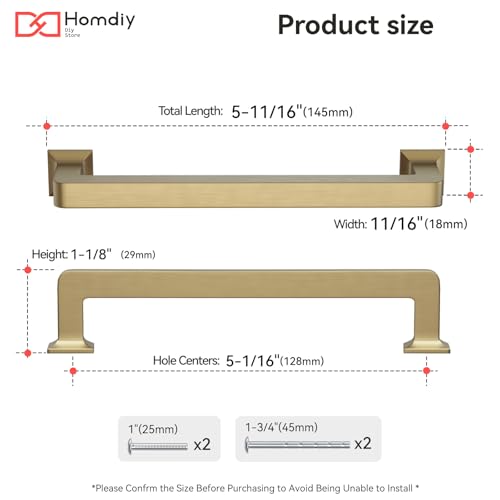 homdiy 10 Pack 5-1/16 Inch Champagne Bronze Cabinet Pulls, Solid Heavy-Duty Zinc Alloy Kitchen Handles, Gold Cabinet Handles Modern Square Drawer Pulls for Cupboard, Dresser, Wardrobe - Image 2
