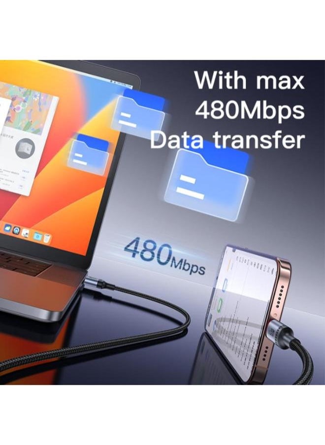 يسيدو - كابل شحن بيانات USB-C / Type-C إلى USB-C / Type-C من Yesido CA181 PD60W 3A، الطول: 1.2 متر (أسود) - Image 1